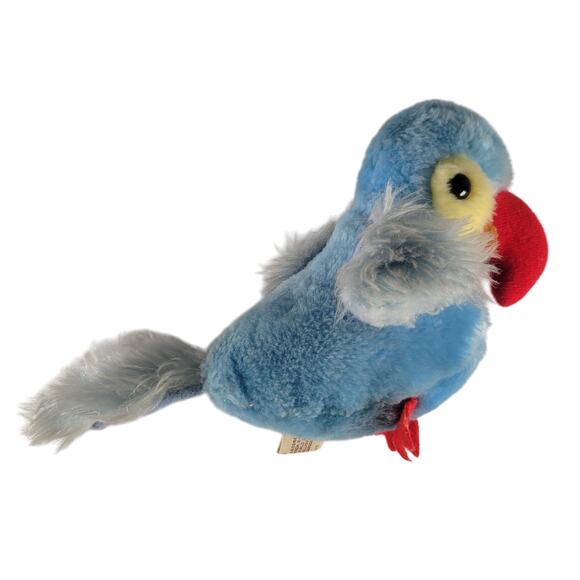 Vintage Applause Blue Bird Parrot Stuffed Animal Plush Red Beak 1981 Tatoo Baby - Picture 11 of 11